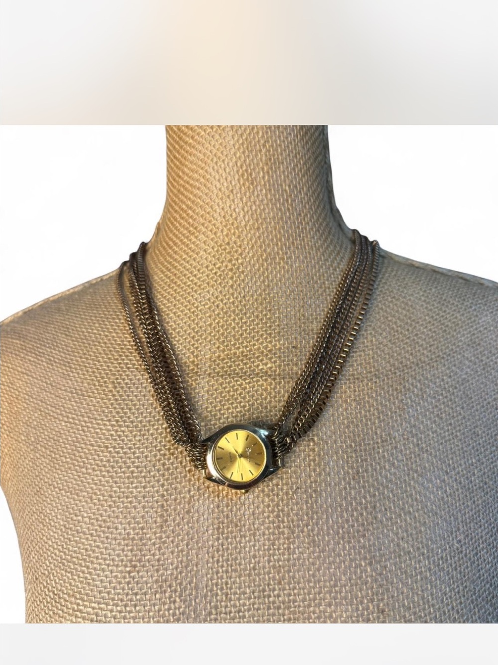 Vintage Gold Dial Multi-Chain Pendant Necklace - Women's Jewelry
